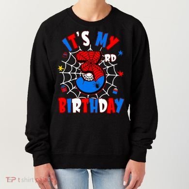 3 Years Old It_s My 3rd Birthday Spider Theme Party Women's Sweatshirt