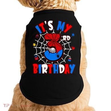 3 Years Old It_s My 3rd Birthday Spider Theme Party Doggie Tank