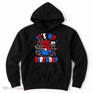 3 Years Old It_s My 3rd Birthday Spider Theme Party Hoodie