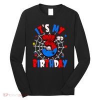 3 Years Old It_s My 3rd Birthday Spider Theme Party Long Sleeve Shirt thumb 0