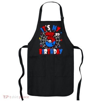 3 Years Old It_s My 3rd Birthday Spider Theme Party Apron
