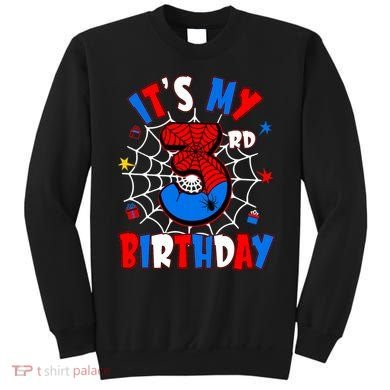 3 Years Old It_s My 3rd Birthday Spider Theme Party Sweatshirt