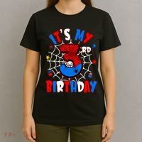3 Years Old It_s My 3rd Birthday Spider Theme Party T-Shirt thumb 4