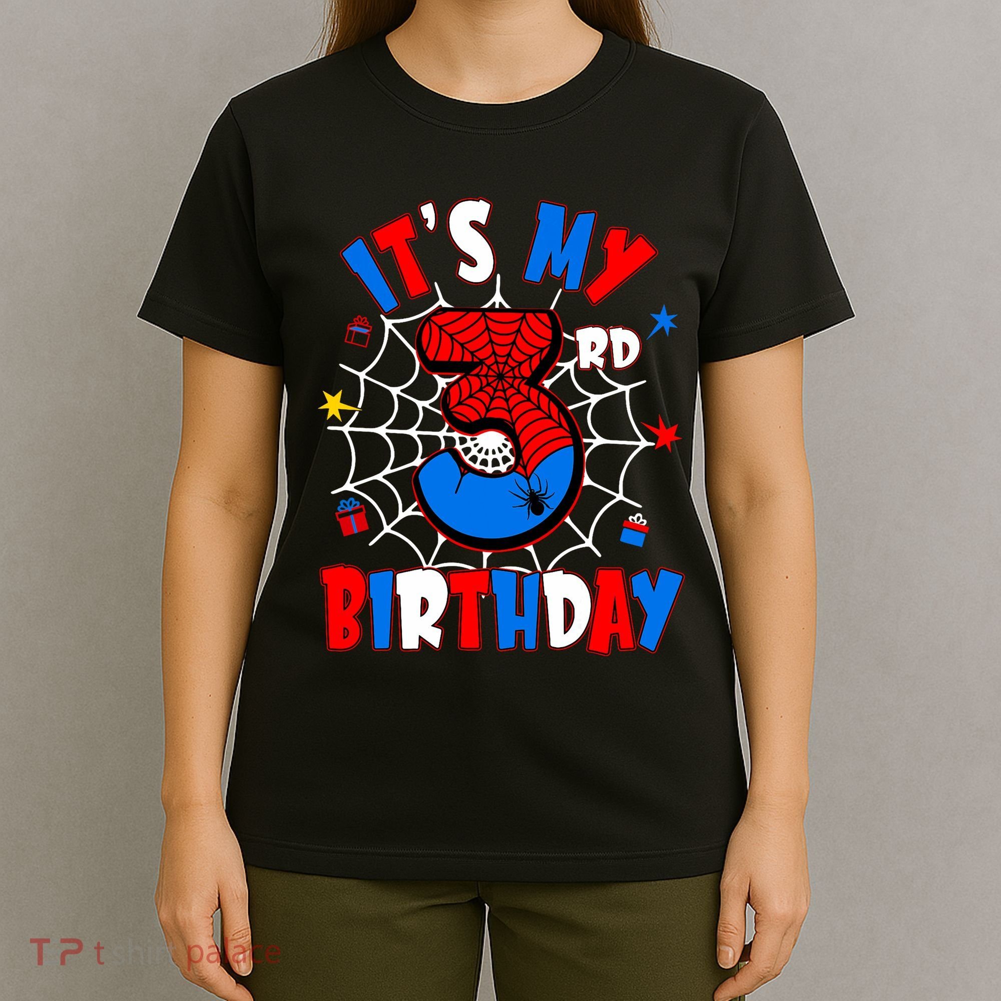 3 Years Old It_s My 3rd Birthday Spider Theme Party T-Shirt