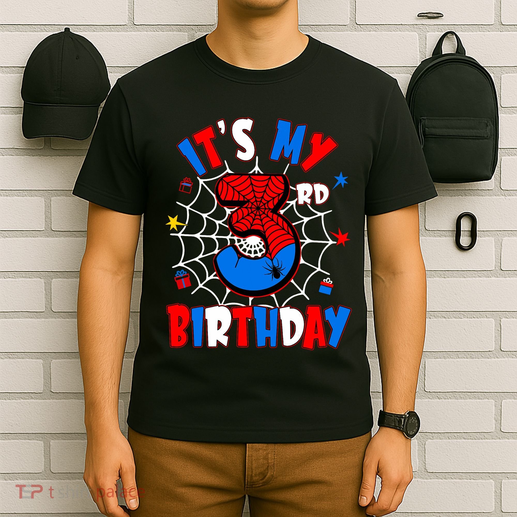 3 Years Old It_s My 3rd Birthday Spider Theme Party T-Shirt