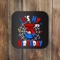 3 Years Old It_s My 3rd Birthday Spider Theme Party Coaster thumb 0