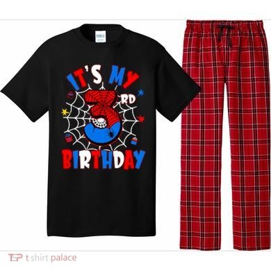 3 Years Old It_s My 3rd Birthday Spider Theme Party Pajama Set