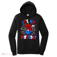 3 Years Old It_s My 3rd Birthday Spider Theme Party Women's Hoodie thumb 0