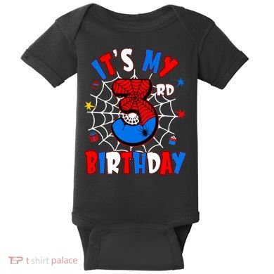 3 Years Old It_s My 3rd Birthday Spider Theme Party Baby Bodysuit