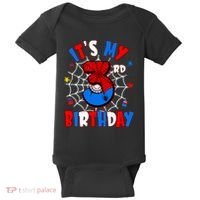 3 Years Old It_s My 3rd Birthday Spider Theme Party Baby Bodysuit thumb 0