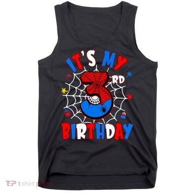 3 Years Old It_s My 3rd Birthday Spider Theme Party Tank Top