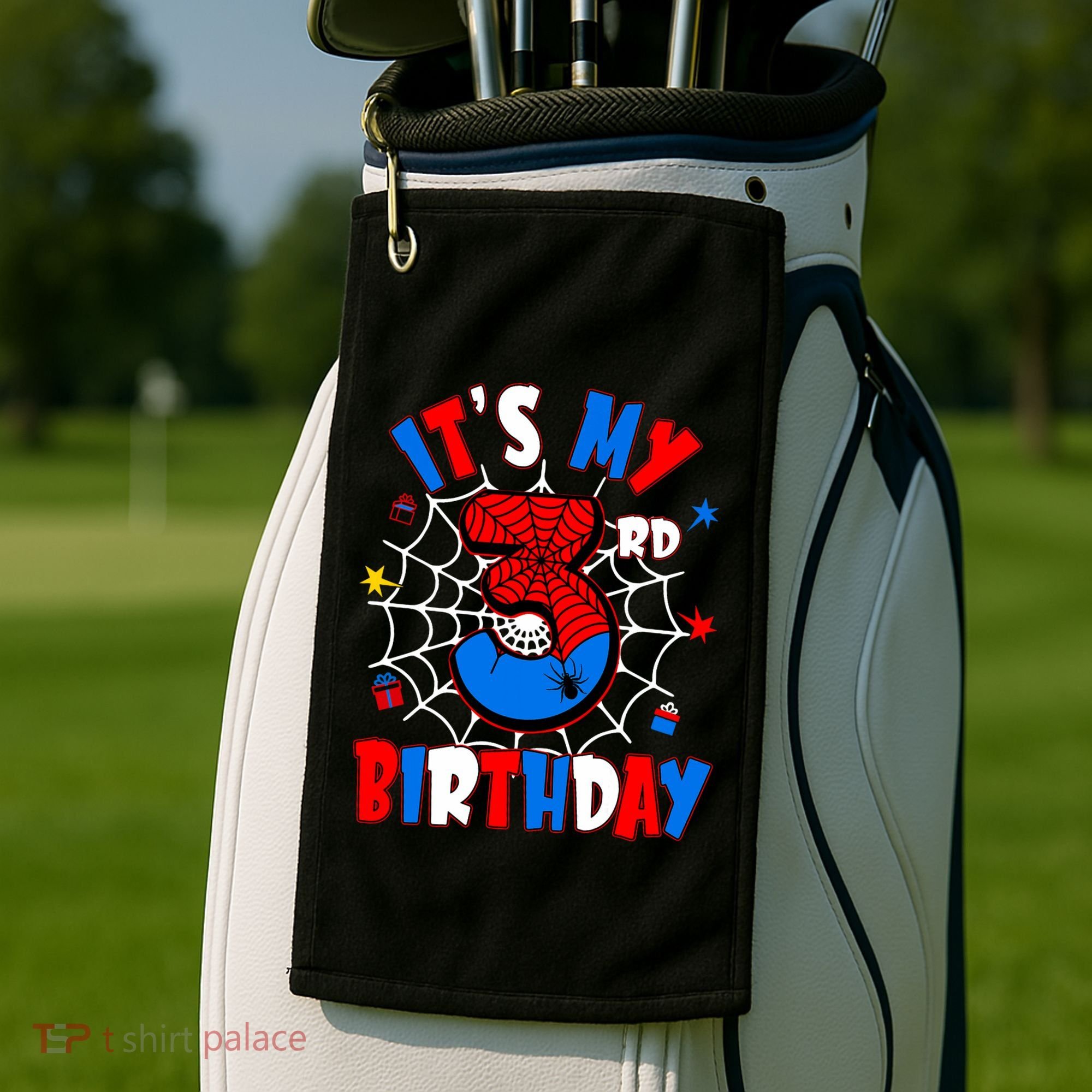 3 Years Old It_s My 3rd Birthday Spider Theme Party Golf Towel