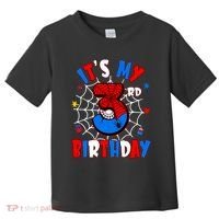 3 Years Old It_s My 3rd Birthday Spider Theme Party Toddler T-Shirt thumb 0