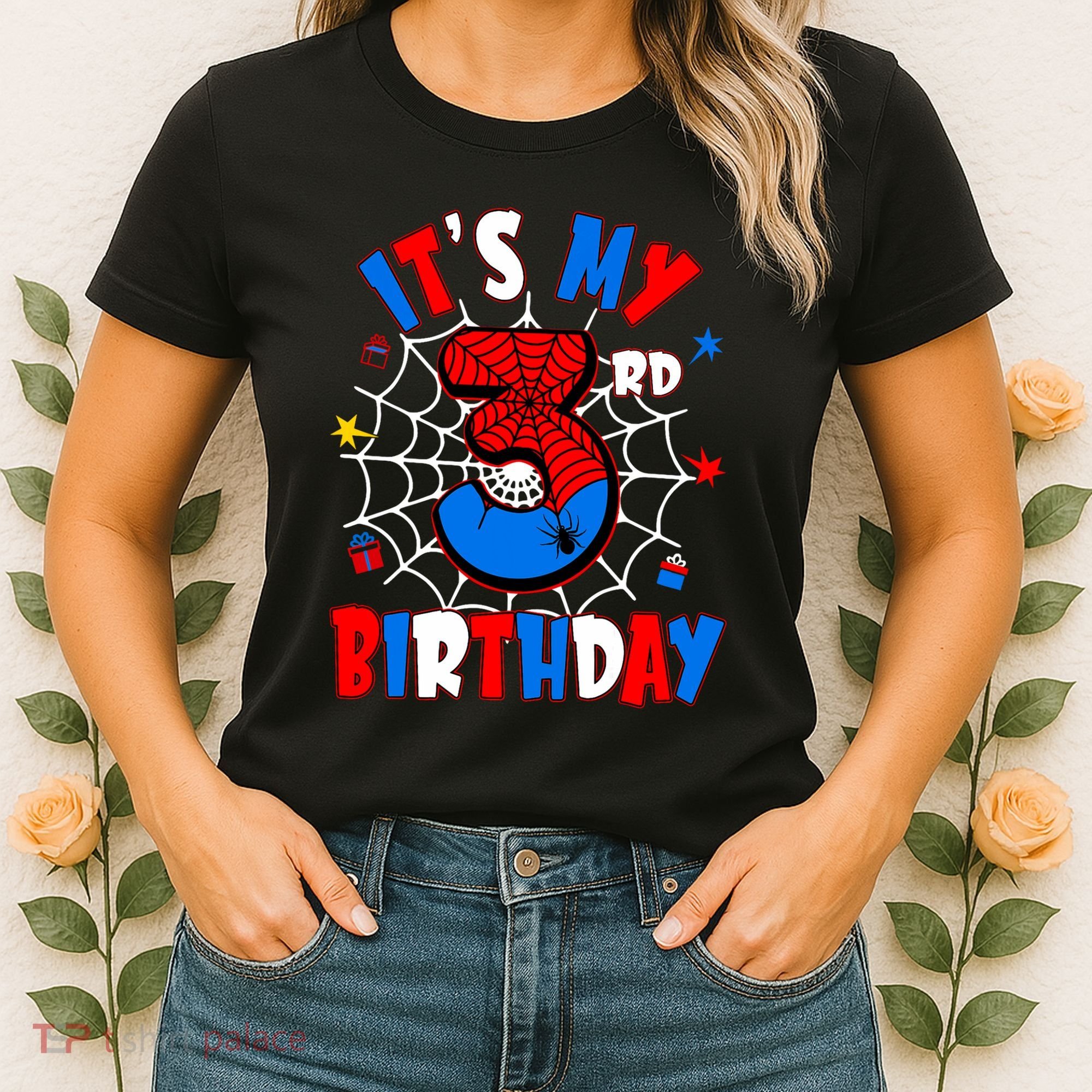 3 Years Old It_s My 3rd Birthday Spider Theme Party Women's T-Shirt