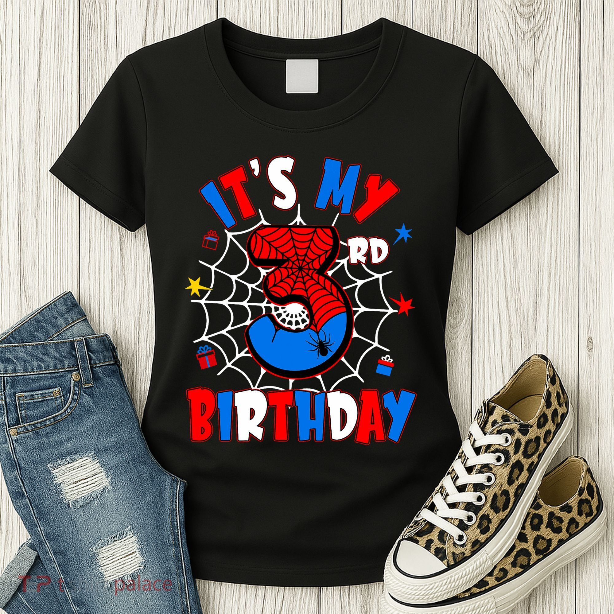 3 Years Old It_s My 3rd Birthday Spider Theme Party Women's T-Shirt