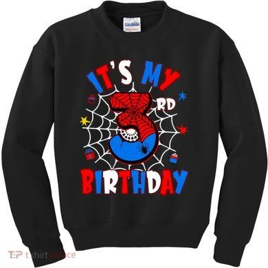 3 Years Old It_s My 3rd Birthday Spider Theme Party Kids Sweatshirt