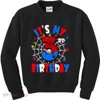 3 Years Old It_s My 3rd Birthday Spider Theme Party Kids Sweatshirt thumb 0