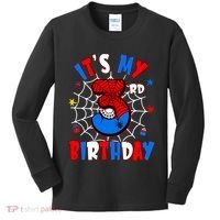 3 Years Old It_s My 3rd Birthday Spider Theme Party Kids Long Sleeve Shirt thumb 0