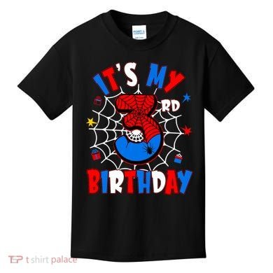 3 Years Old It_s My 3rd Birthday Spider Theme Party Kids T-Shirt