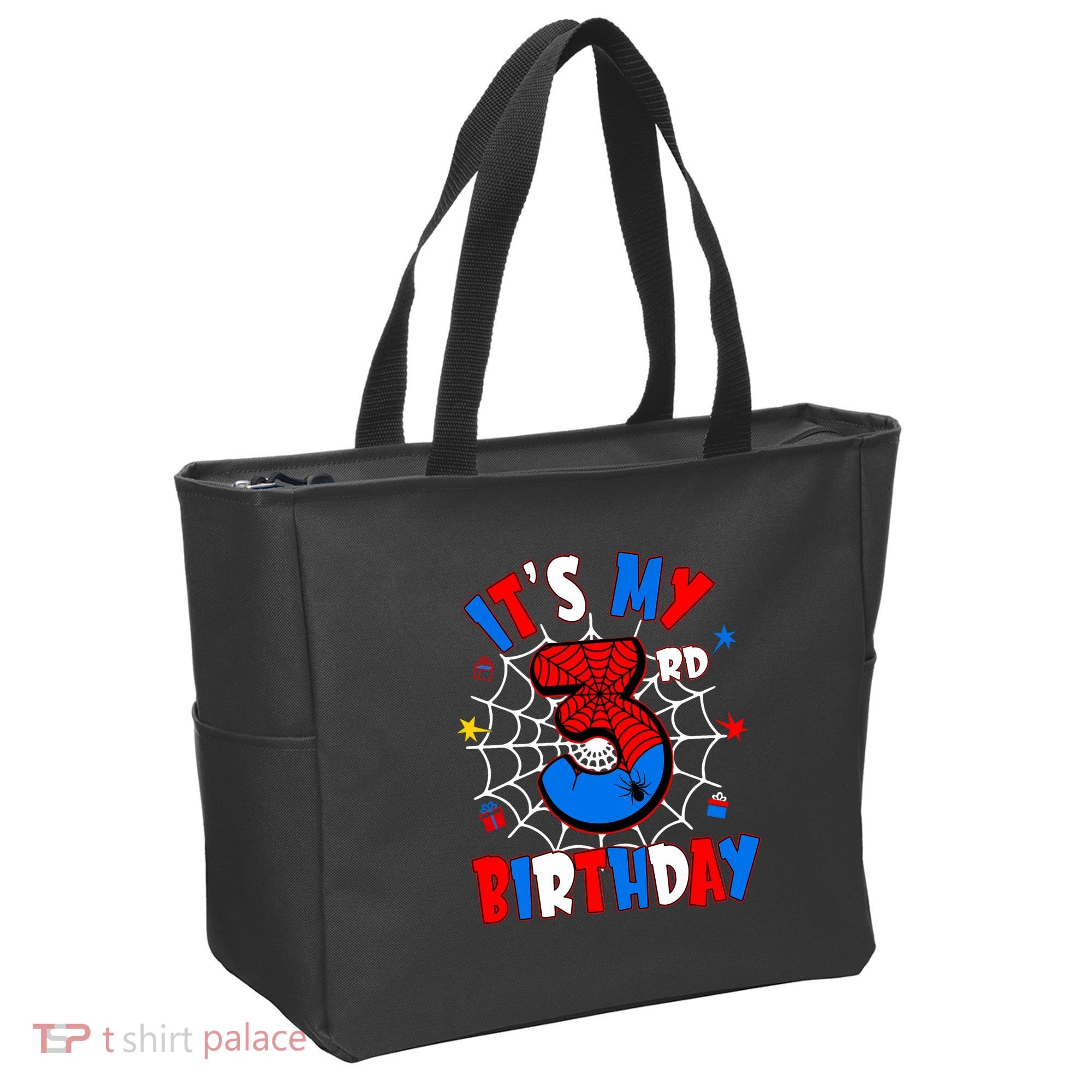 3 Years Old It_s My 3rd Birthday Spider Theme Party Tote Bag