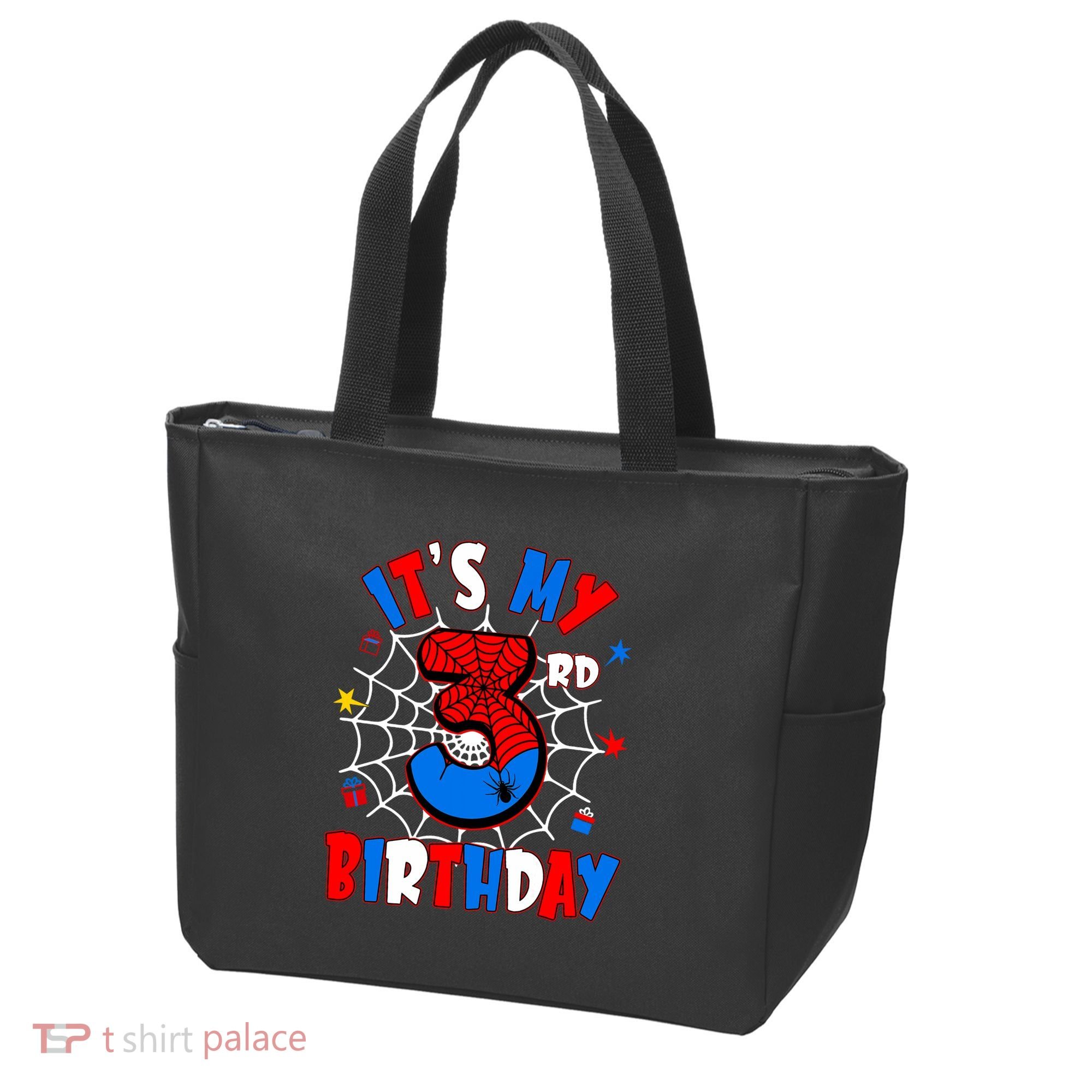 3 Years Old It_s My 3rd Birthday Spider Theme Party Tote Bag