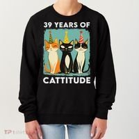 39 Years Of Cattitude 39th Birthday Cat Lover 39 Years Old Women's Sweatshirt thumb 0