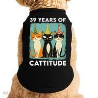 39 Years Of Cattitude 39th Birthday Cat Lover 39 Years Old Doggie Tank thumb 0