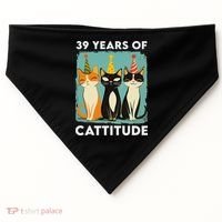 39 Years Of Cattitude 39th Birthday Cat Lover 39 Years Old USA-Made Doggie Bandana thumb 0