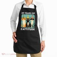 39 Years Of Cattitude 39th Birthday Cat Lover 39 Years Old Apron thumb 2