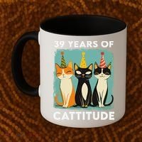 39 Years Of Cattitude 39th Birthday Cat Lover 39 Years Old Coffee Mug thumb 2