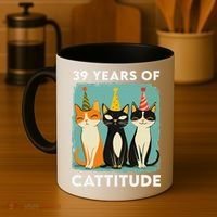39 Years Of Cattitude 39th Birthday Cat Lover 39 Years Old Coffee Mug thumb 4