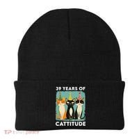 39 Years Of Cattitude 39th Birthday Cat Lover 39 Years Old Beanie thumb 0