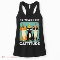 39 Years Of Cattitude 39th Birthday Cat Lover 39 Years Old Women's Tank Top thumb 0