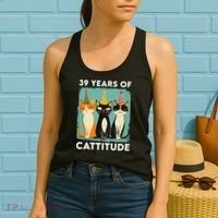39 Years Of Cattitude 39th Birthday Cat Lover 39 Years Old Women's Tank Top thumb 2