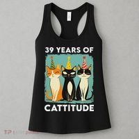 39 Years Of Cattitude 39th Birthday Cat Lover 39 Years Old Women's Tank Top thumb 3