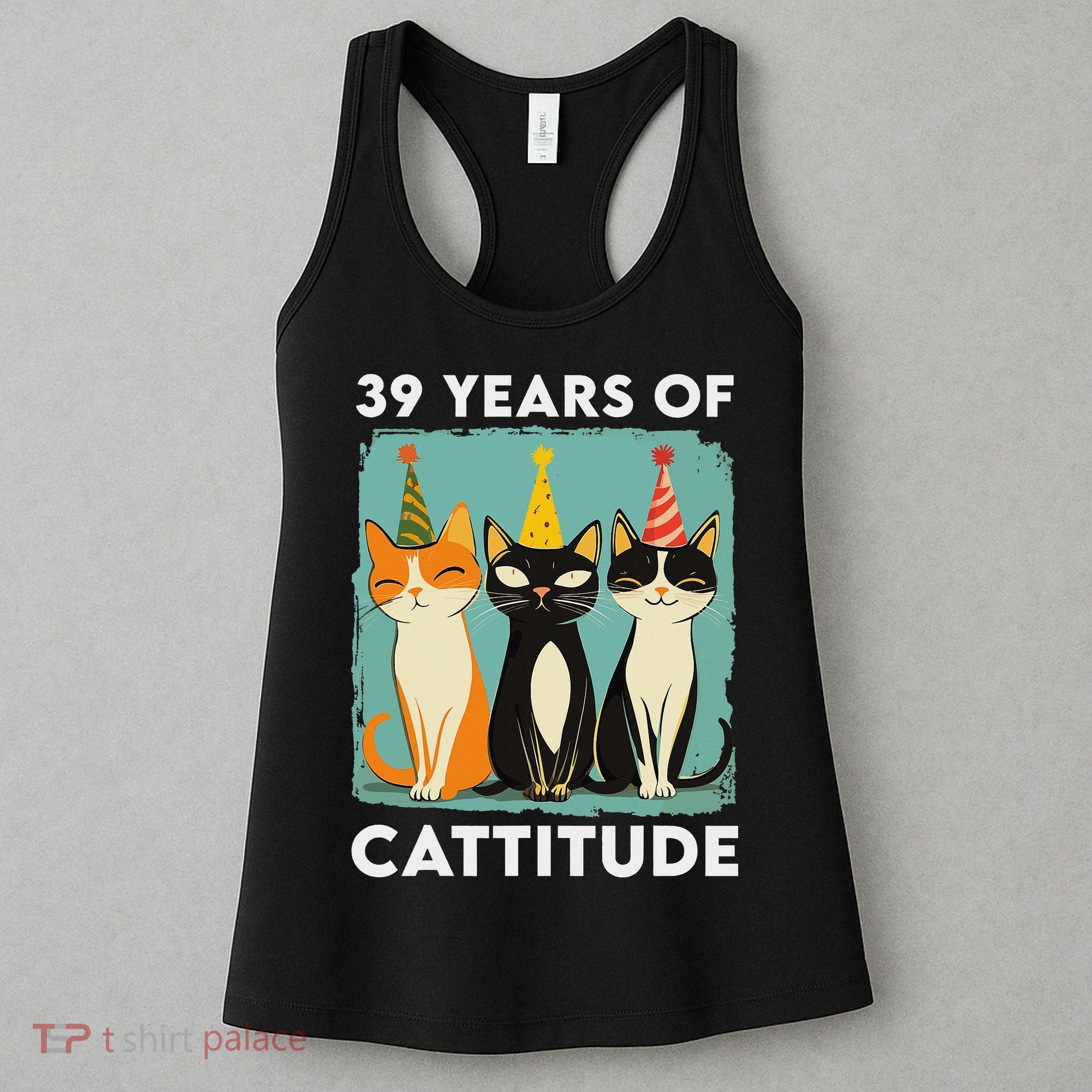 39 Years Of Cattitude 39th Birthday Cat Lover 39 Years Old Women's Tank Top