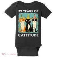 39 Years Of Cattitude 39th Birthday Cat Lover 39 Years Old Baby Bodysuit thumb 0
