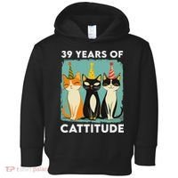 39 Years Of Cattitude 39th Birthday Cat Lover 39 Years Old Toddler Hoodie thumb 0