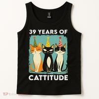 39 Years Of Cattitude 39th Birthday Cat Lover 39 Years Old Tank Top thumb 2