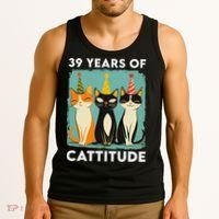 39 Years Of Cattitude 39th Birthday Cat Lover 39 Years Old Tank Top thumb 3