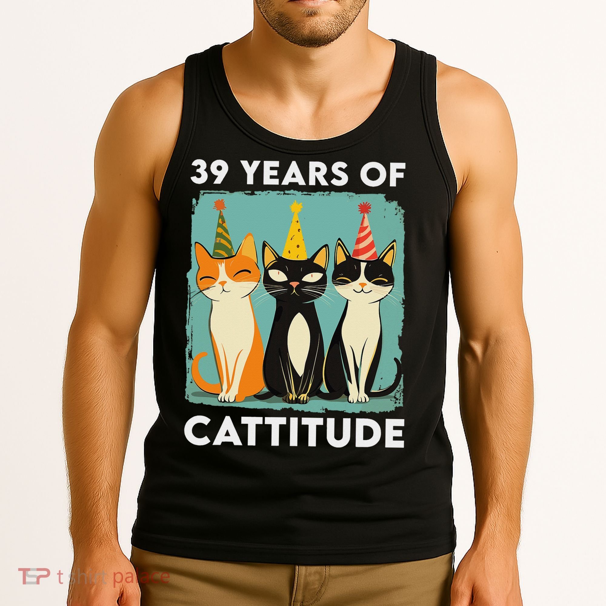 39 Years Of Cattitude 39th Birthday Cat Lover 39 Years Old Tank Top