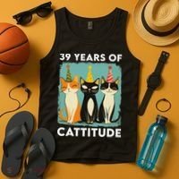 39 Years Of Cattitude 39th Birthday Cat Lover 39 Years Old Tank Top thumb 4