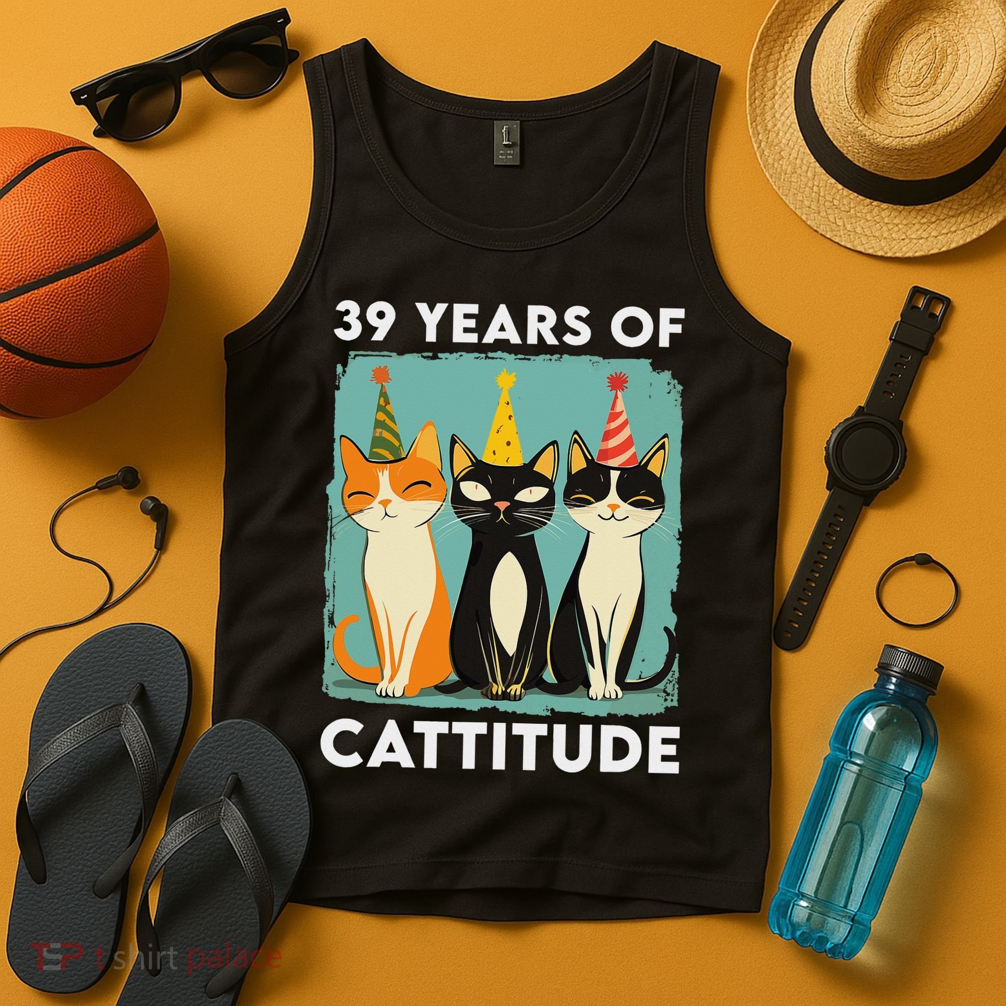 39 Years Of Cattitude 39th Birthday Cat Lover 39 Years Old Tank Top