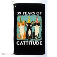 39 Years Of Cattitude 39th Birthday Cat Lover 39 Years Old Golf Towel thumb 0