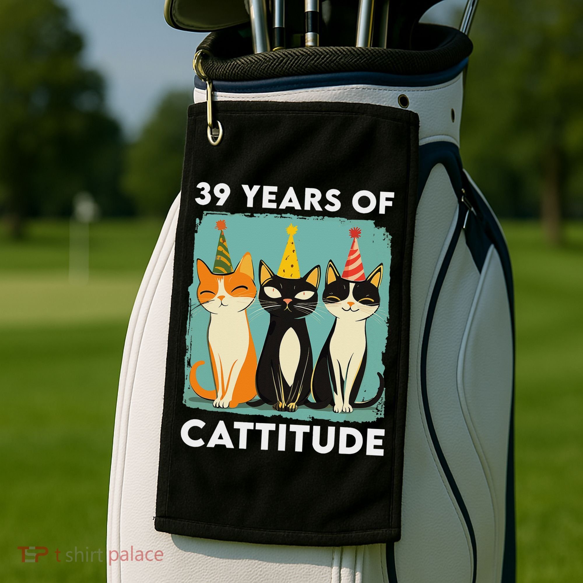 39 Years Of Cattitude 39th Birthday Cat Lover 39 Years Old Golf Towel
