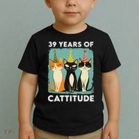 39 Years Of Cattitude 39th Birthday Cat Lover 39 Years Old Toddler T-Shirt thumb 2