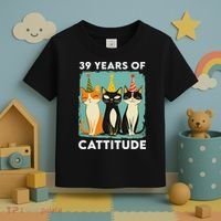 39 Years Of Cattitude 39th Birthday Cat Lover 39 Years Old Toddler T-Shirt thumb 3