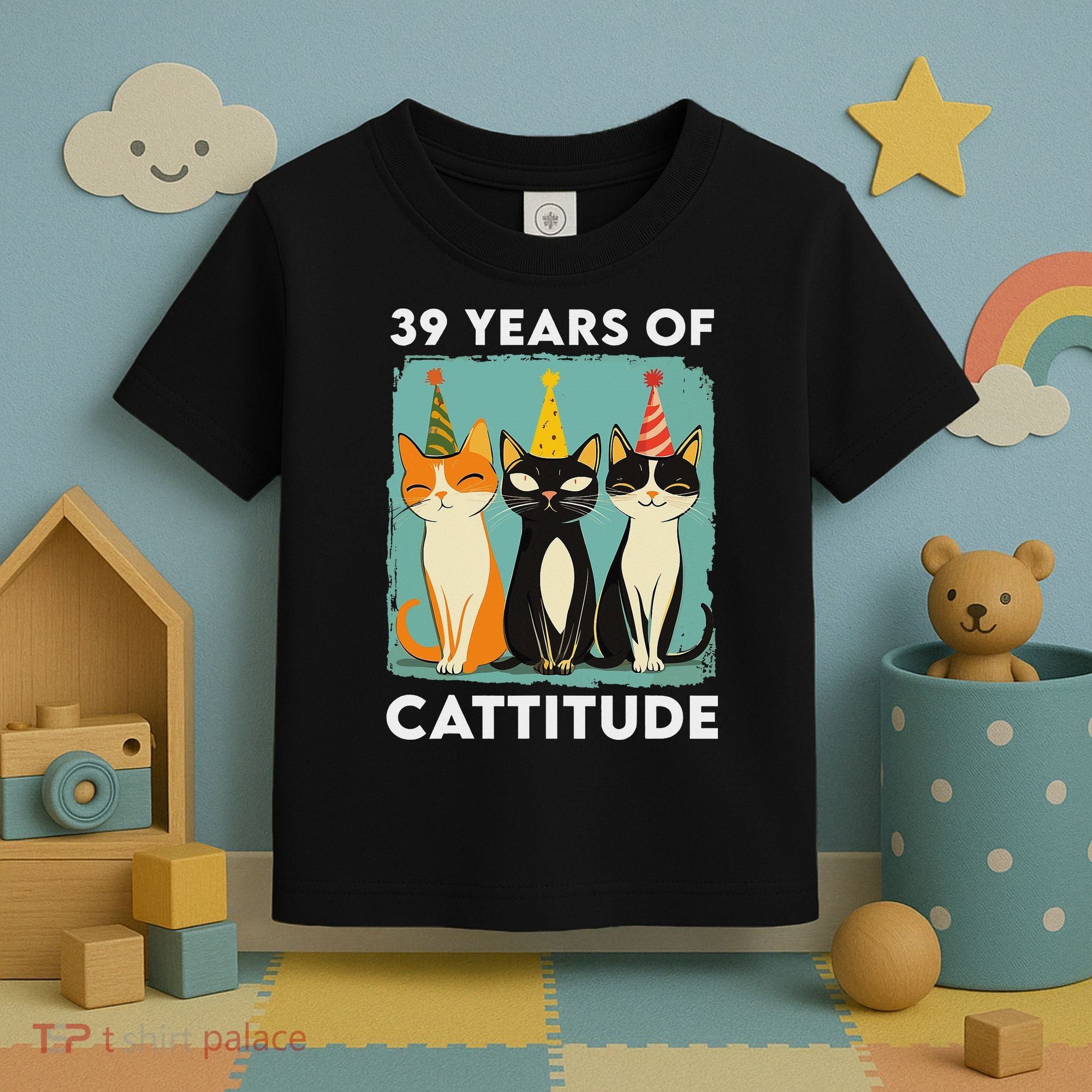 39 Years Of Cattitude 39th Birthday Cat Lover 39 Years Old Toddler T-Shirt