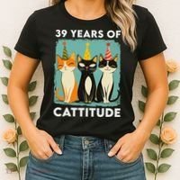 39 Years Of Cattitude 39th Birthday Cat Lover 39 Years Old Women's T-Shirt thumb 2