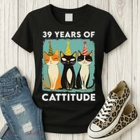 39 Years Of Cattitude 39th Birthday Cat Lover 39 Years Old Women's T-Shirt thumb 3